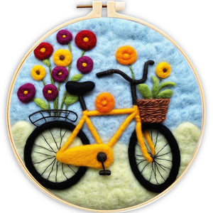 Kit de needle felting - Bicicleta Amarilla