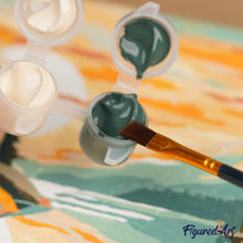 Cargar imagen en el visor de la galería, Mini Pintura por Números 20x20cm con bastidor Flamencos Tropicales