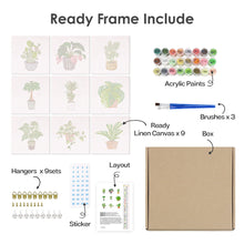 Cargar imagen en el visor de la galería, Mini Pintar por números 15x15cm (9 piezas) - Arte Vegetal Moderno