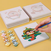 Cargar imagen en el visor de la galería, Mini Pintar por números 15x15cm (6 piezas) - Pingüino de Invierno de Navidad