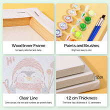 Cargar imagen en el visor de la galería, Mini Pintar por números 15x15cm (6 piezas) - Pingüino de Invierno de Navidad