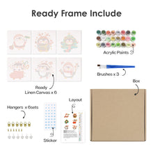 Cargar imagen en el visor de la galería, Mini Pintar por números 15x15cm (6 piezas) - Pingüino de Invierno de Navidad