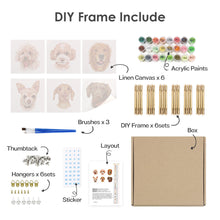 Cargar imagen en el visor de la galería, Mini Pintar por números 15x15cm (6 piezas) - Perros Lindos