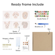 Cargar imagen en el visor de la galería, Mini Pintar por números 15x15cm (6 piezas) - Perros Lindos