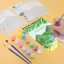 Cargar imagen en el visor de la galería, Mini Pintar por números 15x20cm (4 piezas) - Kit Artístico Primavera Verano Otoño Invierno