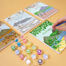 Cargar imagen en el visor de la galería, Mini Pintar por números 15x20cm (4 piezas) - Kit Artístico Primavera Verano Otoño Invierno