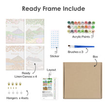 Cargar imagen en el visor de la galería, Mini Pintar por números 15x20cm (4 piezas) - Kit Artístico Primavera Verano Otoño Invierno