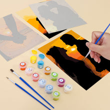 Cargar imagen en el visor de la galería, Mini Pintar por números 15x20cm (6 piezas) - Siluetas de Atardecer Romántico