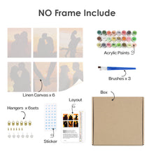 Cargar imagen en el visor de la galería, Mini Pintar por números 15x20cm (6 piezas) - Siluetas de Atardecer Romántico