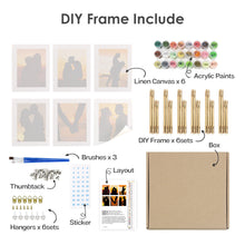 Cargar imagen en el visor de la galería, Mini Pintar por números 15x20cm (6 piezas) - Siluetas de Atardecer Romántico