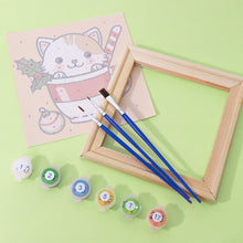 Cargar imagen en el visor de la galería, Mini Pintar por números 15x15cm (6 piezas) - Gatos de Navidad en Tazas