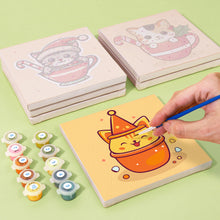 Cargar imagen en el visor de la galería, Mini Pintar por números 15x15cm (6 piezas) - Gatos de Navidad en Tazas