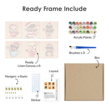 Cargar imagen en el visor de la galería, Mini Pintar por números 15x15cm (6 piezas) - Perros de Navidad en Tazas