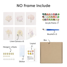 Cargar imagen en el visor de la galería, Mini Pintar por números 15x20cm (6 piezas) - Viaje Floral