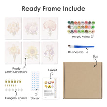 Cargar imagen en el visor de la galería, Mini Pintar por números 15x20cm (6 piezas) - Viaje Floral