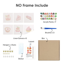 Cargar imagen en el visor de la galería, Mini Pintar por números 15x15cm (6 piezas) - Serie Postres Dulces 1