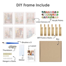 Cargar imagen en el visor de la galería, Mini Pintar por números 15x20cm (6 piezas) - Arquitectura Europea y Flores