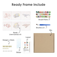 Cargar imagen en el visor de la galería, Mini Pintar por números 15x15cm (6 piezas) - Serie Criaturas del Océano