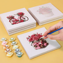 Cargar imagen en el visor de la galería, Mini Pintar por números 15x15cm (6 piezas) - Serie Rosa Roja San Valentín 1