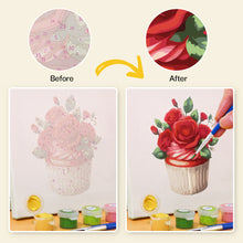 Cargar imagen en el visor de la galería, Mini Pintar por números 15x15cm (6 piezas) - Serie Rosa Roja San Valentín 1
