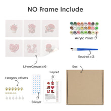 Cargar imagen en el visor de la galería, Mini Pintar por números 15x15cm (6 piezas) - Serie Rosa Roja San Valentín 1