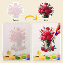 Cargar imagen en el visor de la galería, Mini Pintar por números 15x15cm (6 piezas) - Serie Rosa Roja San Valentín 2