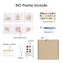 Cargar imagen en el visor de la galería, Mini Pintar por números 15x15cm (6 piezas) - Serie Rosa Roja San Valentín 2