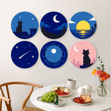 Cargar imagen en el visor de la galería, Mini Serie Pintar por Números - discos de Ø20cm (6 piezas) - Sueños a la luz de la luna