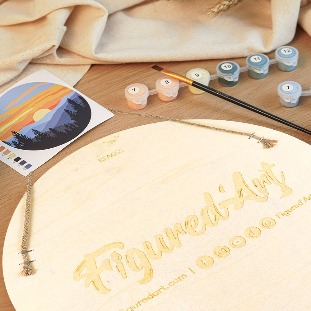 Kit Pintar Por Números Para Adultos En Disco De Madera | Diseño Búho Con Flores, 30 Cm | Incluye Pinturas Y Pinceles | Actividad Relajante DIY