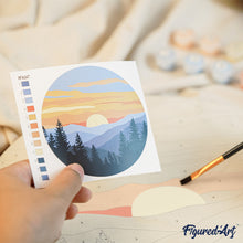 Cargar imagen en el visor de la galería, Pintar por Números en Disco de Madera - Vacaciones de invierno en los Alpes