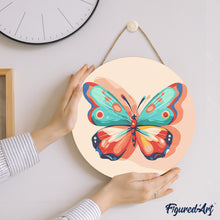 Cargar imagen en el visor de la galería, Pintar por Números en Disco de Madera - Mariposa