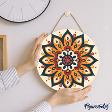 Cargar imagen en el visor de la galería, Pintar por Números en Disco de Madera - Mandala de rayo solar