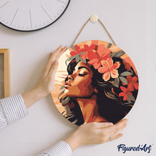 Cargar imagen en el visor de la galería, Pintar por Números en Disco de Madera - Mujer floral