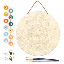 Cargar imagen en el visor de la galería, Pintar por Números en Disco de Madera - Gato Lindo con Bufanda Roja