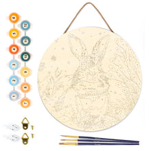 Cargar imagen en el visor de la galería, Pintar por Números en Disco de Madera - Conejito de Navidad