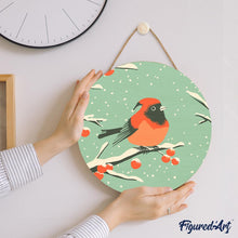 Cargar imagen en el visor de la galería, Pintar por Números en Disco de Madera - Pájaro rojo de invierno