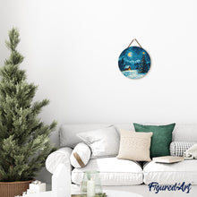 Cargar imagen en el visor de la galería, Pintar por Números en Disco de Madera - Noche estrellada de Navidad