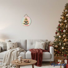 Cargar imagen en el visor de la galería, Pintar por Números en Disco de Madera - Árbol de Navidad nevado