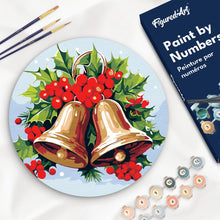 Cargar imagen en el visor de la galería, Pintar por Números en Disco de Madera - Campanas de Navidad