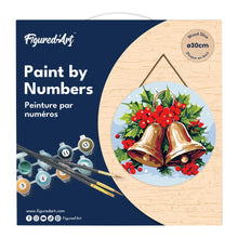 Cargar imagen en el visor de la galería, Pintar por Números en Disco de Madera - Campanas de Navidad