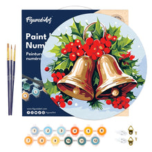 Cargar imagen en el visor de la galería, Pintar por Números en Disco de Madera - Campanas de Navidad