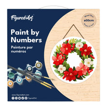 Cargar imagen en el visor de la galería, Pintar por Números en Disco de Madera - Corona navideña floral