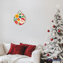Cargar imagen en el visor de la galería, Pintar por Números en Disco de Madera - Papá Noel y flores