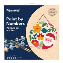 Cargar imagen en el visor de la galería, Pintar por Números en Disco de Madera - Papá Noel y flores