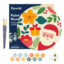 Cargar imagen en el visor de la galería, Pintar por Números en Disco de Madera - Papá Noel y flores