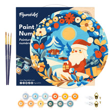 Cargar imagen en el visor de la galería, Pintar por Números en Disco de Madera - Corona y Papá Noel