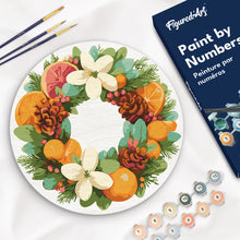 Cargar imagen en el visor de la galería, Pintar por Números en Disco de Madera - Corona de pino y cítricos
