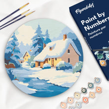 Cargar imagen en el visor de la galería, Pintar por Números en Disco de Madera - Cabaña de invierno