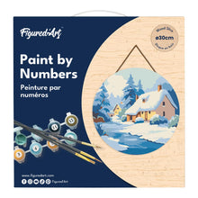 Cargar imagen en el visor de la galería, Pintar por Números en Disco de Madera - Cabaña de invierno