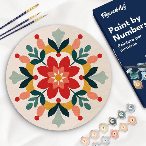 Pintar por Números en Disco de Madera - Mandala de invierno